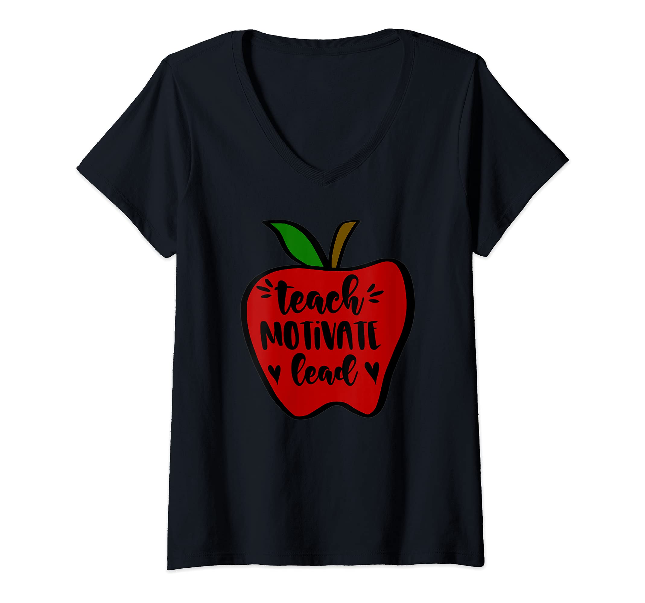Womens Teach Motivate Lead Teachers Appreciation End Of Year Thanks V-Neck T-Shirt