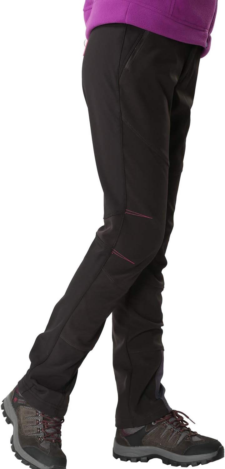 Womens Softshell Trousers Fleece Lined Hiking Trousers Ski Pants Waterproof Warm Outdoor Trousers Camping Trekking Walking Pants Winter