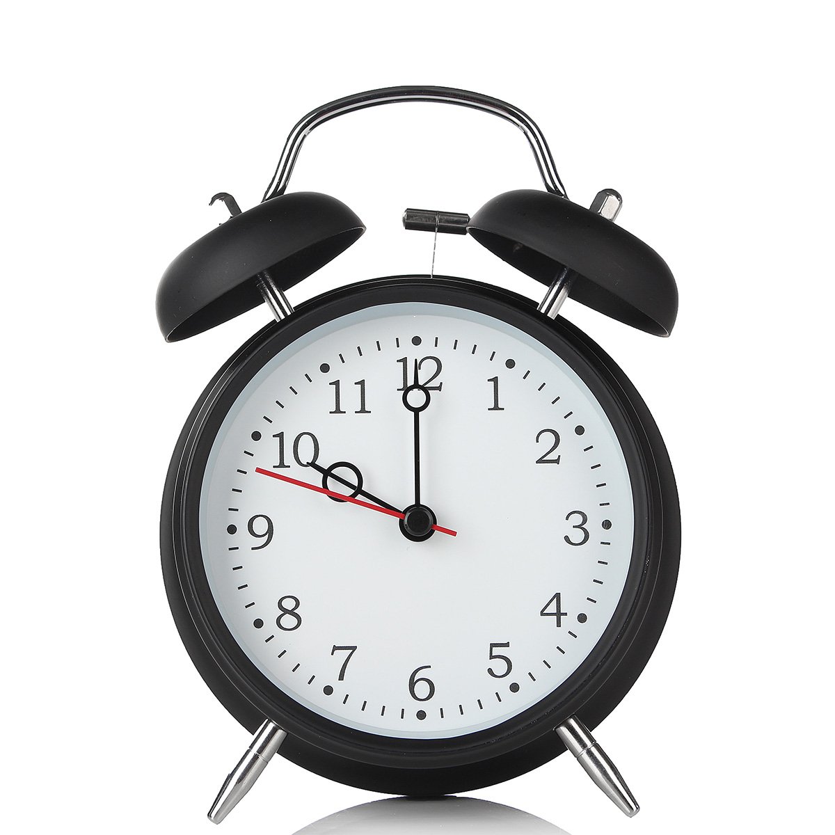 Jeteven lautlos Doppelglockenwecker 17x13x 6cm mit Nachtlicht,Analog Quarzwecker mit lautem Alarm,kein Ticken, geräuschlos (Schwarz)
