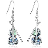 MONGAS Violin Gifts for Women Sterling Silver Violin Dangle Earrings Music Drop Earrings Music Jewelry Gifts for Women