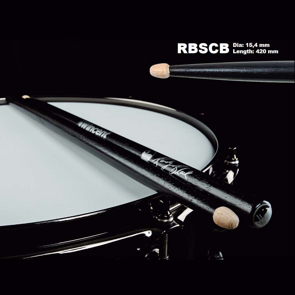 Wincent - Randy Black, black signature Drumsticks (pair)