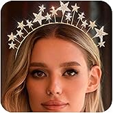 CAKURE Stars Halo Crown Gold Rhinestone Headbands Goddess Headpiece Bridal Crowns and Tiara Party Wedding Hair Accessories for Women and Girls