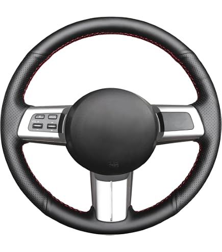 Microfiber Leather Steering Wheel Cover For Mazda MX-5 Miata RX-8 CX-7 | Anti-Slip Red Stitch Wrap - View #13