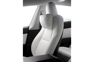 TPARTS Leather Headrest Neck Pillow for Tesla Model Y/X/3/S, Tesla Model 3 Accessories,Tesla Model Y Accessories, Car Neck Pillow for Traveling (1pc White)