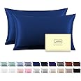 Silk Pillowcase for Hair and Skin,Soft,Breathable and Sliky 100% Queen Silk Pillow Case Set of 2,Both Sides Natural Mulberry Silk Pillowcases with Hidden Zipper(Queen Size 20"X 30",2pcs)