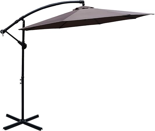 Amazon Com Abccanopy Patio Umbrellas Cantilever Umbrella Offset Hanging Umbrellas 10 Ft Outdoor Market Umbrella With Crank Cross Base For Garden Deck Backyard Pool And Beach 12 Colors Tan Garden Outdoor