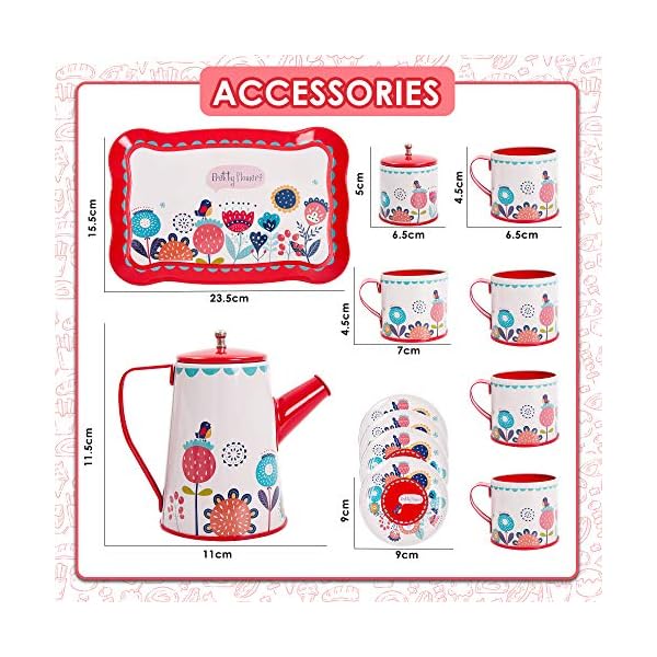 BUYGER Teeservice Kinder Tee-Set Puppengeschirr Kaffeeservice Kinderküche Geschirr Küche Spielzeug Rollenspiele für… – Bild 5