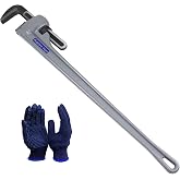 KARRYTON 48 Inch Aluminum Pipe Wrench, 8"/200mm Adjustable Jaw Capacity, Heavy Duty Straight Handle Plumbing Wrenches Plumbers Tool, Exceed the Standard GGG (48-INCH)