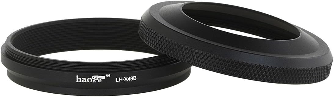 Haoge LH-X49B 2in1 Metal Ultra-Thin Lens Hood Shade with Adapter Ring for Fujifilm Fuji FinePix X100 X100S X100T X70 X100F DSLR Camera Black Replace Fujifilm LH-X100 AR-X100 LH-X70