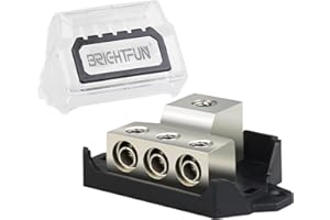 BRIGHTFUN 3 Way Power Distribution Block, 0/2/4AWG Input / 3X 4/8/10 AWG Outputs, Amp Power Ground Distributor, Car Audio Amplifier Splitter, 1 Pack