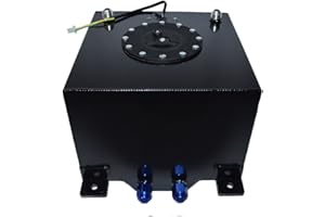 Parts-Diyer Universal 5 Gallon Fuel Cell 19L Universal Gas Tank Aluminum Polished Racing Street Drift Strip Fuel Tank with Level Sender Black