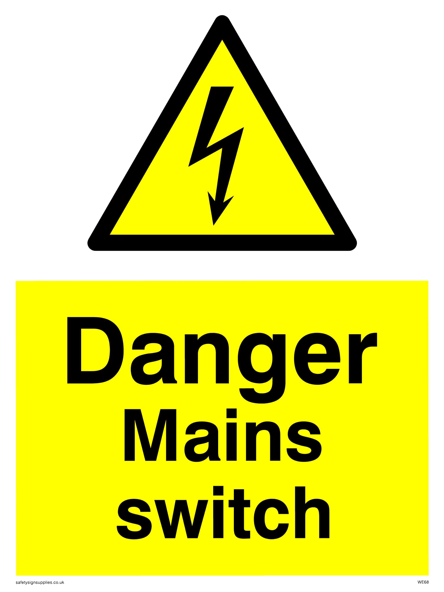 Pack of five - Danger Mains Switch Sign - 150x200mm - A5P