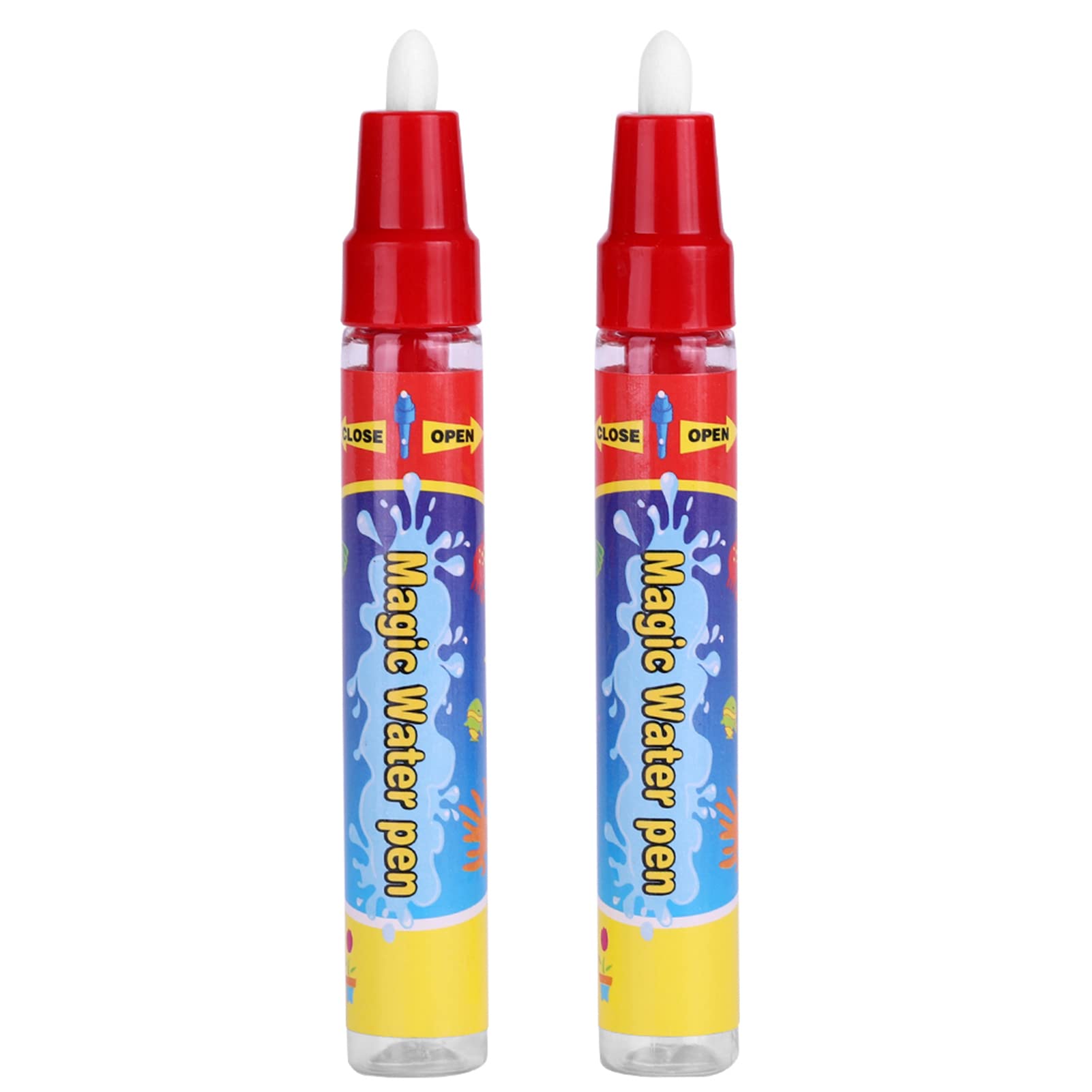 2PCS Reusable Water Pen Set, Disappear Automatically Baby Water Coloring Pens Replacement Water Brush Pen for Kids Children