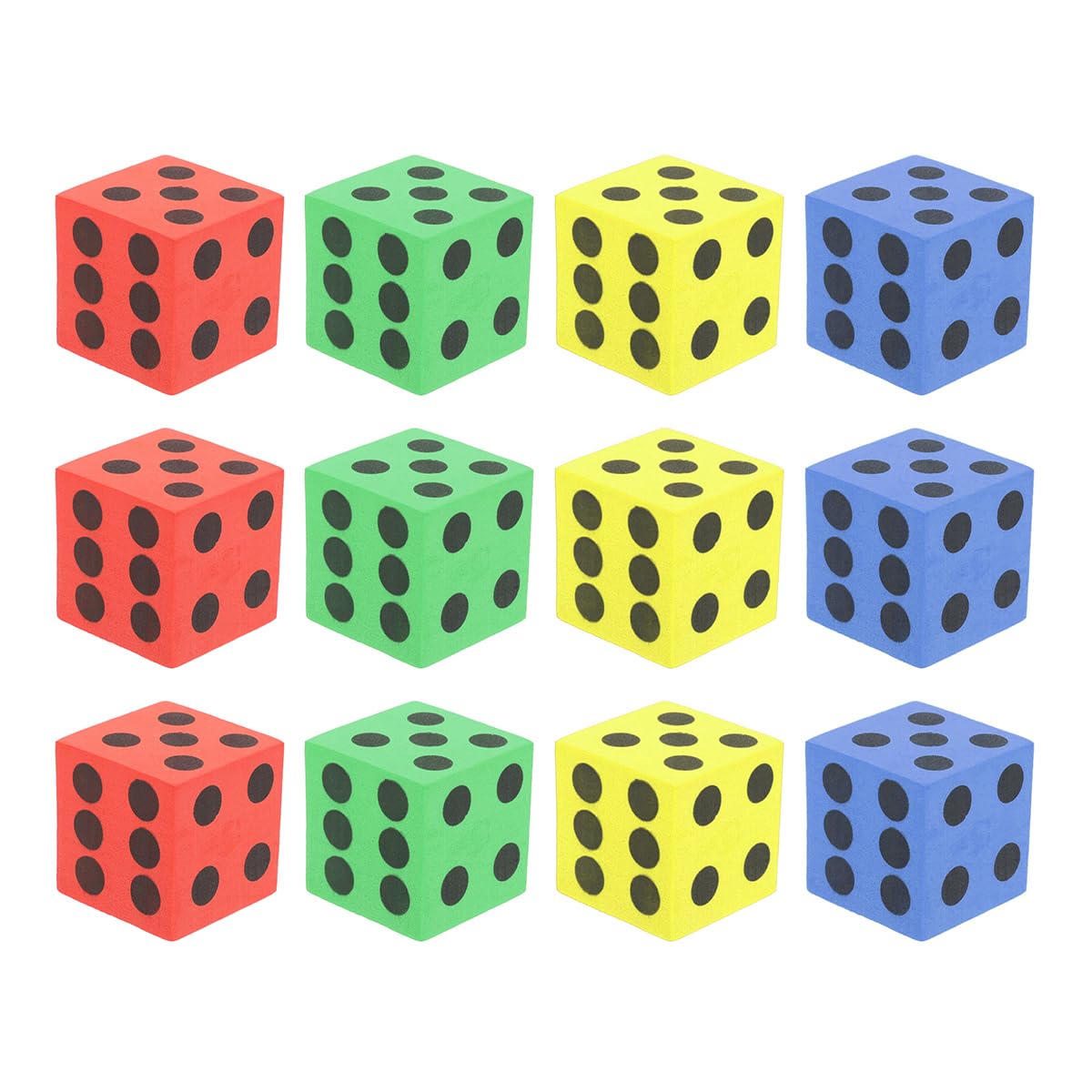 Orivin 12 Pcs EVA Foam Dice Random Color Lightweight Durable for Party Games DIY Crafts Stress Relief