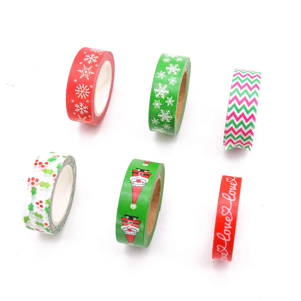 6 Pack Decorative Duct Tape Holiday Christmas Washi Tape Craft Decorative Set Xmas 0.6\