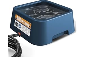 PETSOLON Heated Water Bowl for Dog & Cat, 3 L/ 101 oz Heated Dog Bowl for Winter, Heated Pet Bowl for Indoor/Outdoor, Large Heated Waterer for Pets & Poultry, Constant 39℃/ 102℉, 110V 38W, Blue