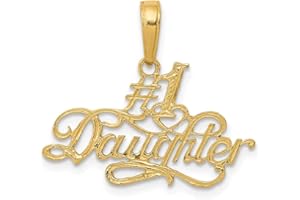 SONIA JEWELS Solid 14k Yellow Gold Number One # 1 Daughter Pendant Charm - 18mm x 22mm