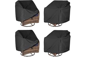 ANANMEI Waterproof Patio Chair Covers 4 Pack ( 37.5 W x 39.25 D x 38.5 H inches) for Outdoor Swivel Chair/Lounge Deep Seat Cover, Heavy Duty and Waterproof Outdoor Patio Furniture Covers, Black