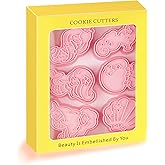 Novel Mermaid Cookie Cutters and Stamper, 6-Style 3D Mermaid Cookie Cutters Set for Kids Birthday Party and Festival (Pack of 12)