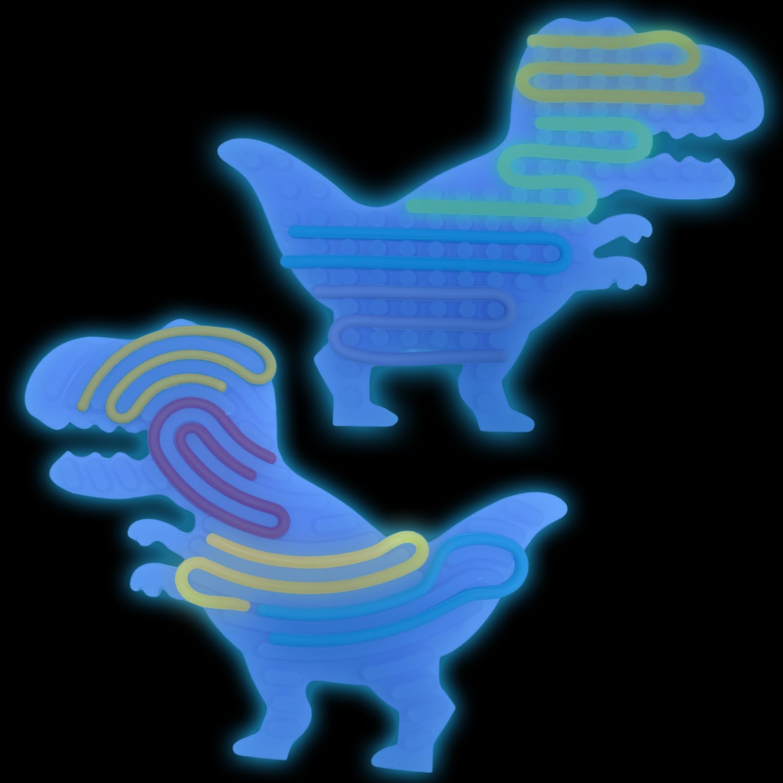 Felicify Push Peel Sensory Board, 2PCS Sensory Activity Board Luminous with 22 Strings, Silicone Fidget Toy, Double Side Fidget Boards, Sensory Toys for Kids and Adults with ADHD ADD Autism (Dinosaur) — image 1