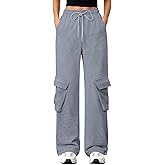 Girls Sweatpants Kids Wide Leg Baggy Athletic Joggers Teen Drawstring Loose Sweat Pants Girls Cargo Pants with Pockets 7-14Y