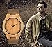 Zeiger Mens Bamboo Wooden Watch with Crazy Horse Leather Strap Japanese Quartz Analog Casual Vintage Watches Wood (Bamboo)