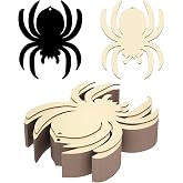 DECEED 25PCS Halloween Unfinished Wooden Spider Ornaments to Paint Halloween Decoration Cutouts Hanging Spider Cutout Shape Craft Tags