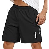 Mens Athletic Shorts 7 Inch Quick Dry Running Sports Shorts Lightweight Workout Gym Shorts Elastic Waist Shorts with Pockets