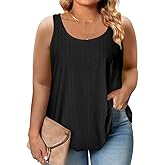 Eytino Womens Plus Size Tank Tops Summer Eyelet Embroidery Sleeveless T-Shirts Tops Scoop Neck Causal Loose Flowy Cami(1X-5X)