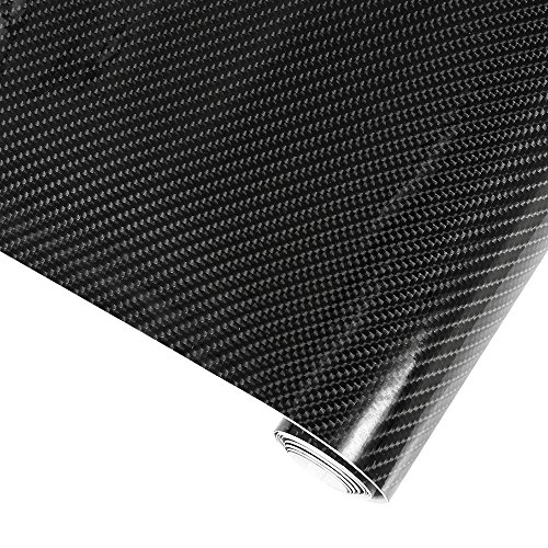 Karlor 5D Carbon Fiber Vinyl Car Wrap Film 5ft x 1ft Interior DIY Bubble Free Air Release High Glossy Black 12 Inch x 60 Inch