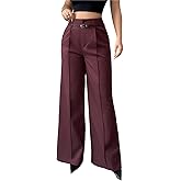 Famnbro Womens Dress Pants High Waisted Straight Wide Leg Slacks Business Casual Work Trousers Suit Pants with Belt