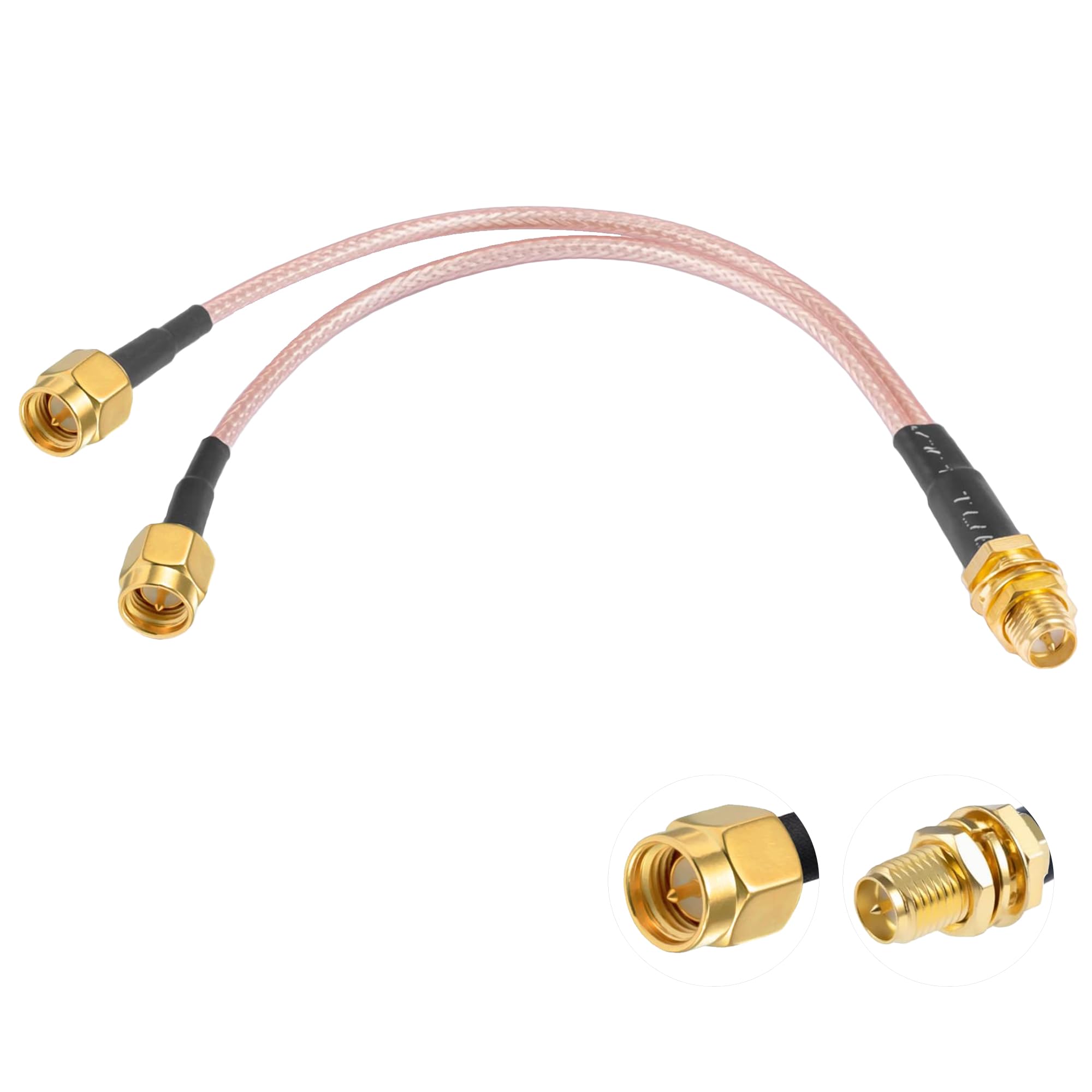 Vecys SMA Splitter Cable RP-SMA Female to Dual Male Connector Coaxial Cable 3 Way Splitter V-Type RG316 6"/15CM for 2G 3G 4G LTE Antenna Router Gateway Modem MiFi Mobile Hotspot