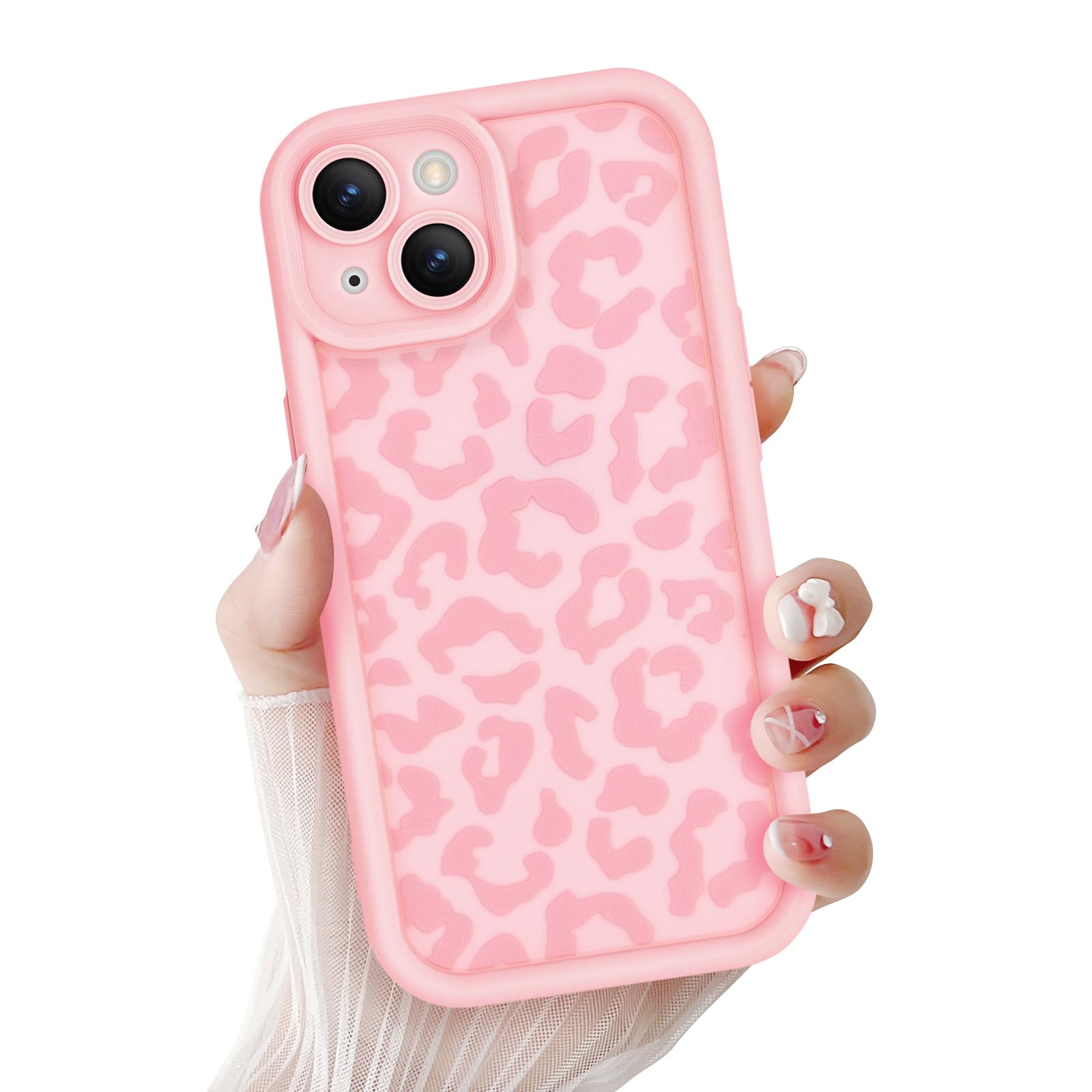 Newseego Case Compatible for iPhone 15 6.1”, Aesthetic Leopard Print Styles Pattern Design for Girls Women Phone Case Soft Slim TPU All-inclusive Lens Shockproof Cover for iPhone 15 - Pink