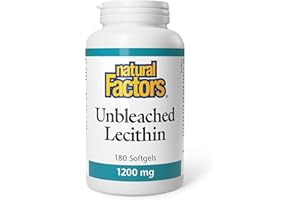 Natural Factors Unbleached Lecithin 1200 mg, Helps to Support Liver Health, Non-GMO Soybean, 180 Softgels