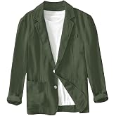 XINGJIAARTS Mens Blazers and Sport Coats Casual Lightweight Linen Blazers Lapel Collar Button Down Business Loose Suit Jacket