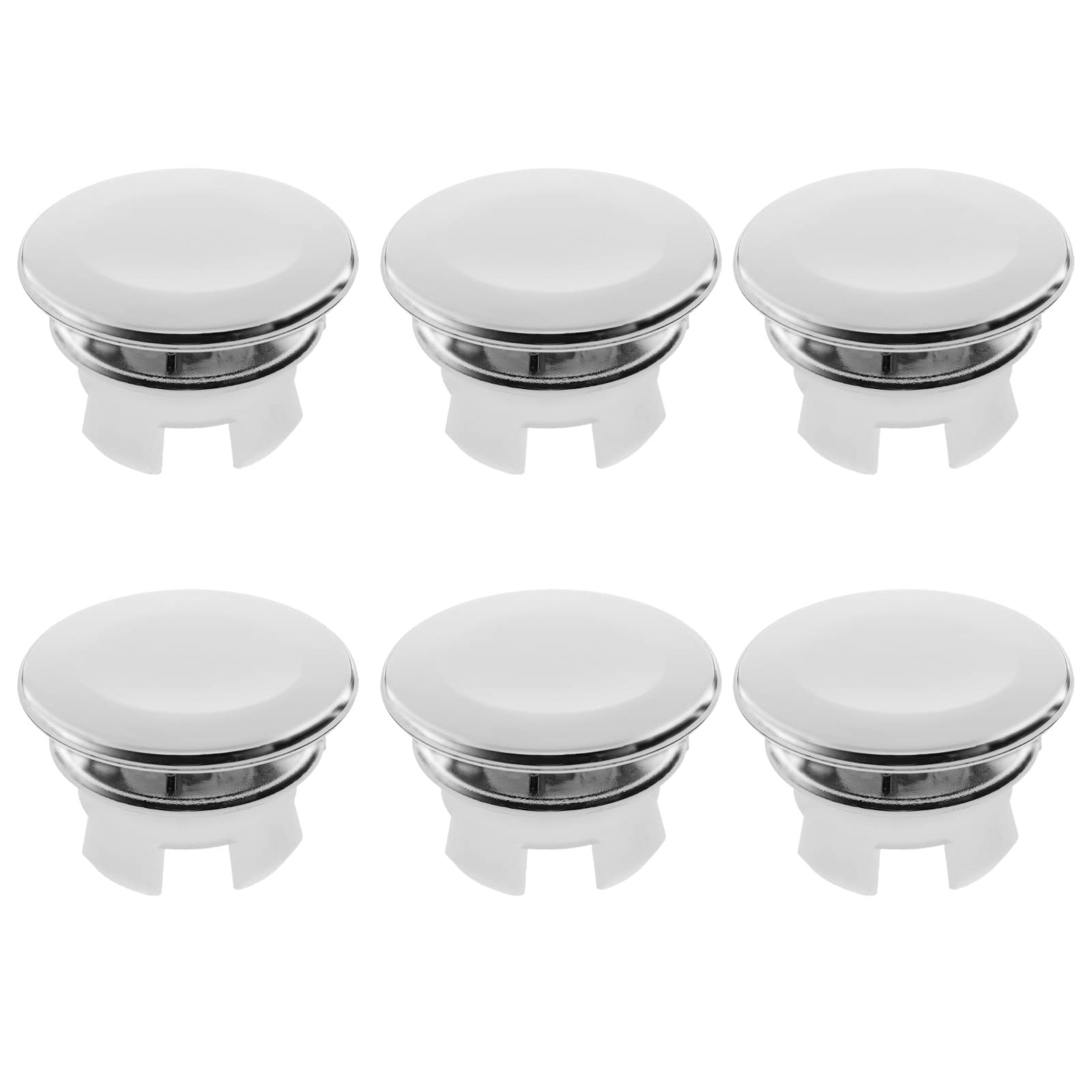EMSea 6PCS Sink Overflow Cover Sink Hole Round Overflow Trim Cover Drain Cap Fit for 22-23mm Overflow Hole Diameter Kitchen Bathroom Sink Accessories Silver