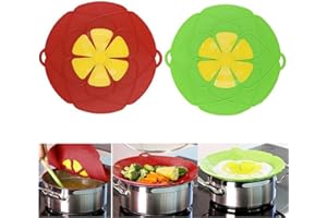 OYSIR 2Pcs Spill Stopper Lid Cover,Boil Over Safeguard,Silicone Spill Stopper Pot Pan Lid Multi-Function Cooking Tool,Kitchen