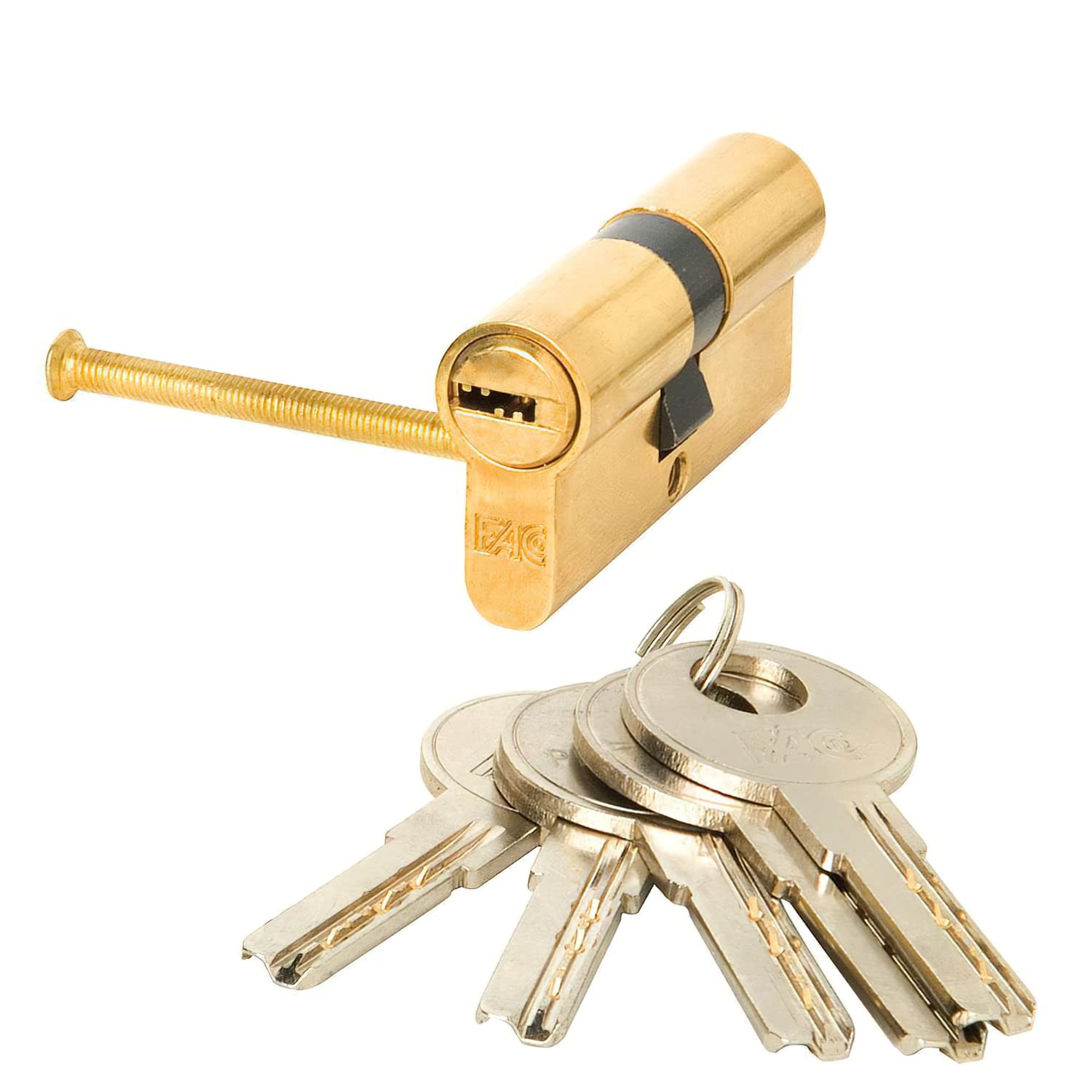 FAC 60 P Safety Lock Cylinder/Barrel – Brass – 30 mm x 30 mm, Cam 15 mm