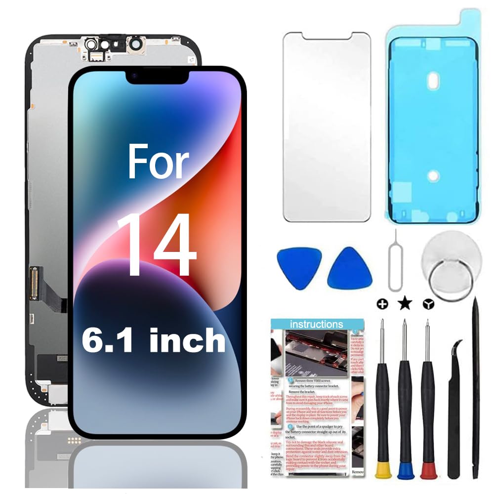 Photo 1 of Fixerman for iPhone 14 Screen Replacement 6.1 inch, 3D Touch LCD Display Digitizer Assembly with Repair Tools (Model A2649, A2881, A2884, A2883, A2882)