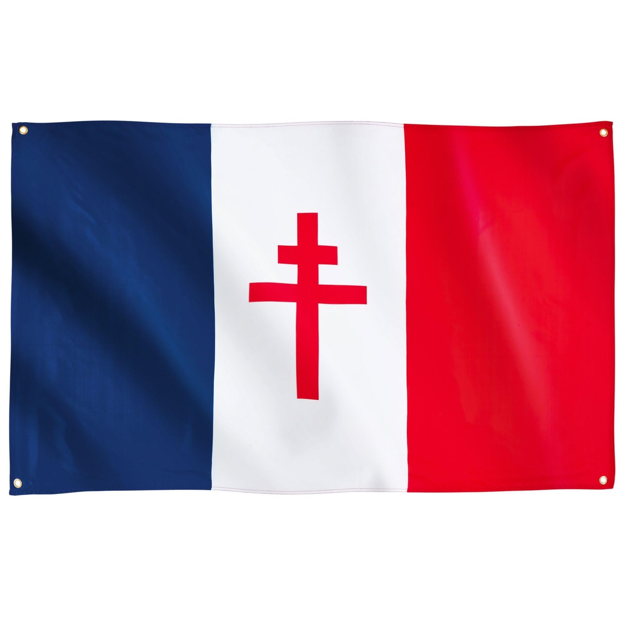 Runesol France Libre Flag, 91x152cm, 3ft x 5ft, 4 Grommets, Eyelet In Every Corner, Free France, Premium Flags, Inside, Outside, Vivid Colours