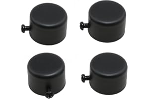Meuey Lyot 4PCS Black Window Metal Sealing Finial Caps Drapery Pole End Plug with fixing screw Curtain Rod Caps Metal Sealed Top Cover for Diameter 1.1 Inch (28 mm) Roman Curtain Rods