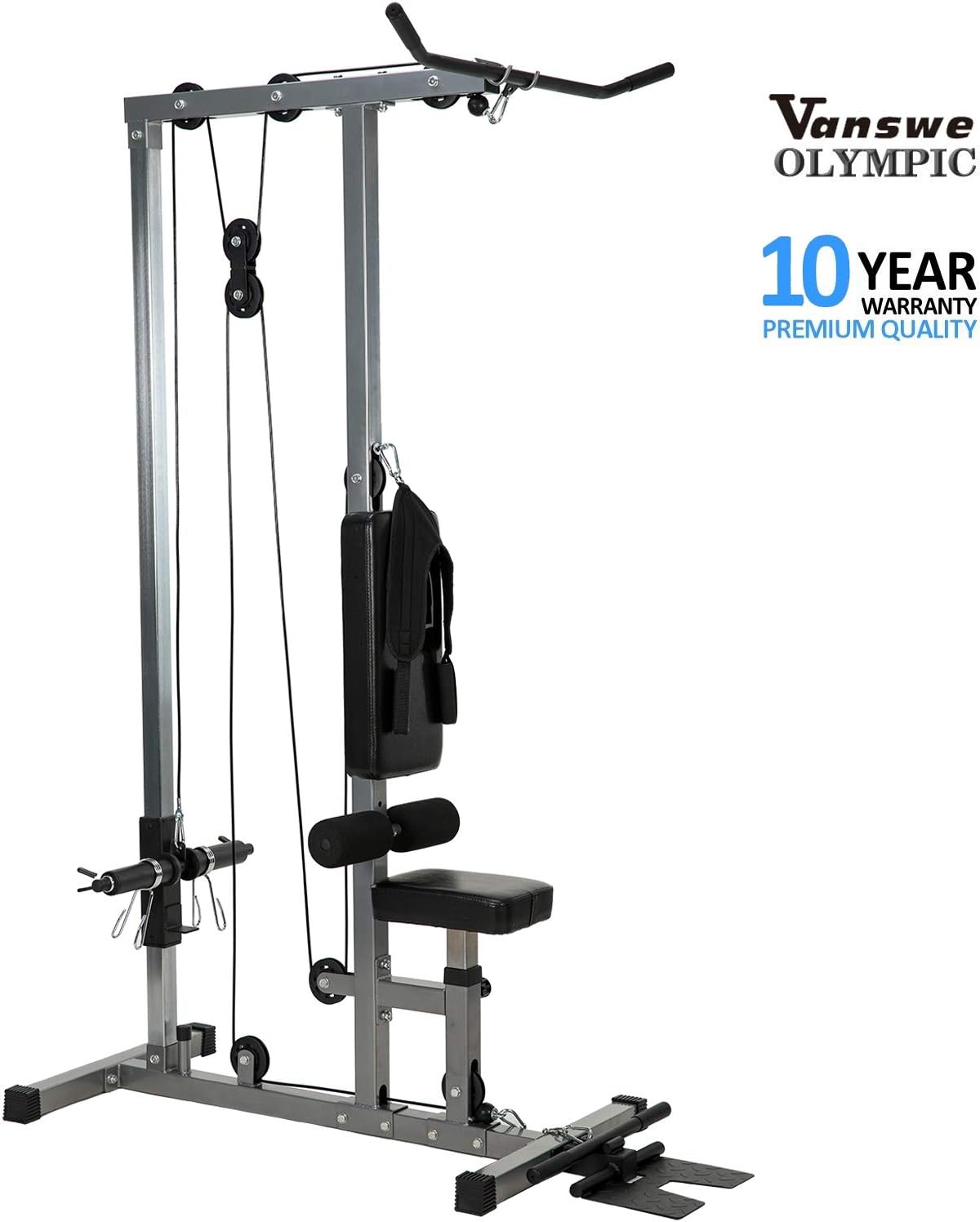 Vanswe LAT Pulldown Machine Low Row Cable Pull Down with Dulex Back Pad and Removable Front Steel Foot Rest