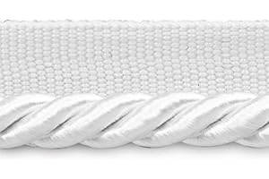 EXPO INTERNATIONAL Trims by the Yard Emmerson 1/4" Twisted Lip Cord Trim, Versatile Trim for DIY Crafts, Picture Frames, Home Decor, and Fashion Items, 20-Yard Cut, White