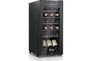 18 Bottle Compressor Wine Cooler Refrigerator with Lock, Freestanding Wine Fridge, 41°F-64°F Digital Temperature Control, Lar