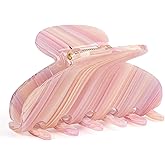 MAORULU Medium Cute Acetate Hair Claw Clips for Women Girls, 3 Inch Cherry Red Claw Clips for Thin & Medium Thick Hair, Durable French Banana Clip with Gift Box (Pink Marble)
