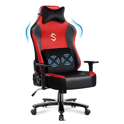 Fantasylab Big and Tall 400lb Massage Memory Foam Gaming Chair