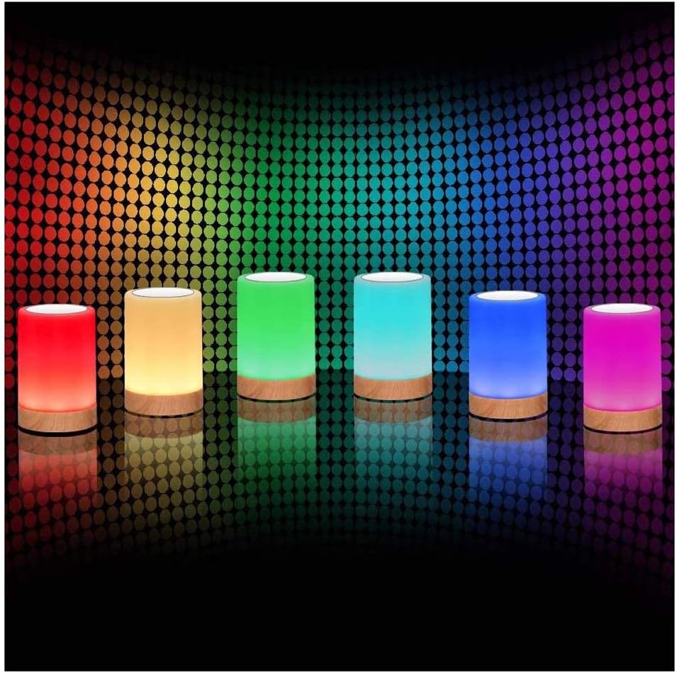 ROYFACC Night Light Touch Sensor Lamp Bedside Table Lamp for Kids Bedroom Rechargeable Dimmable Warm White Light + RGB Color Changing: Home Improvement