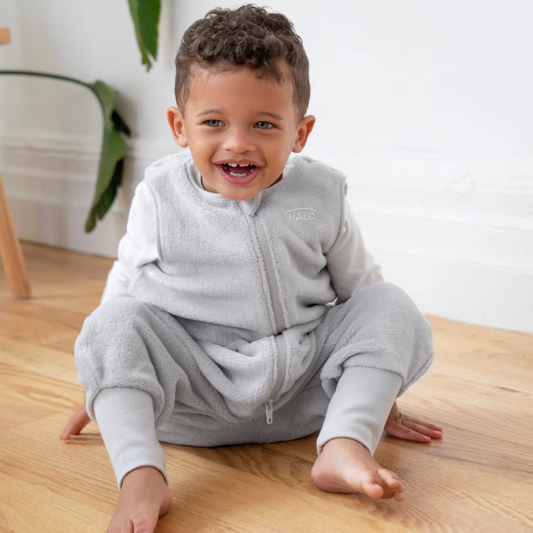 HALO Sleepsack Toddler Sleeping Bag, Luxe Fleece Wearable Blanket, TOG 2.0, Grey, 3T