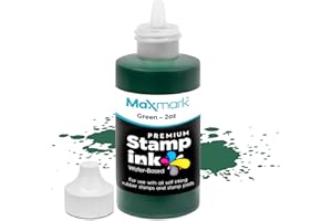 MaxMark Premium Refill Ink for self Inking Stamps and Stamp Pads, Green Color - 2 oz.