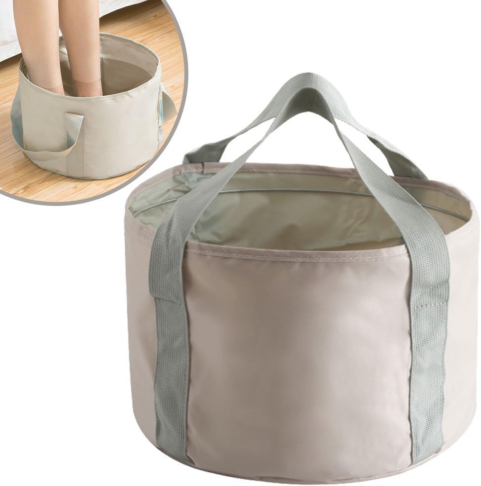 Versatile Travel Bag, Toiletry Bag, Outdoor Folding basin Portable bucket Foot bath Laundry, Waterproof Multi-functional Oxford cloth Storage Bag, Toiletry Kit for Men and Women (Beige)